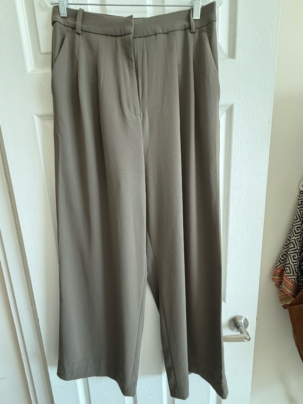 Charcoal Gray Wide Leg Trousers | High Waist Tailored Dress Pants | Minimalist O - Picture 2 of 4
